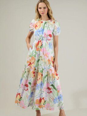 Sugar Lips Women's Juliet Floral Garden Becca Tiered Maxi Dress ~ 1X ~ NWT